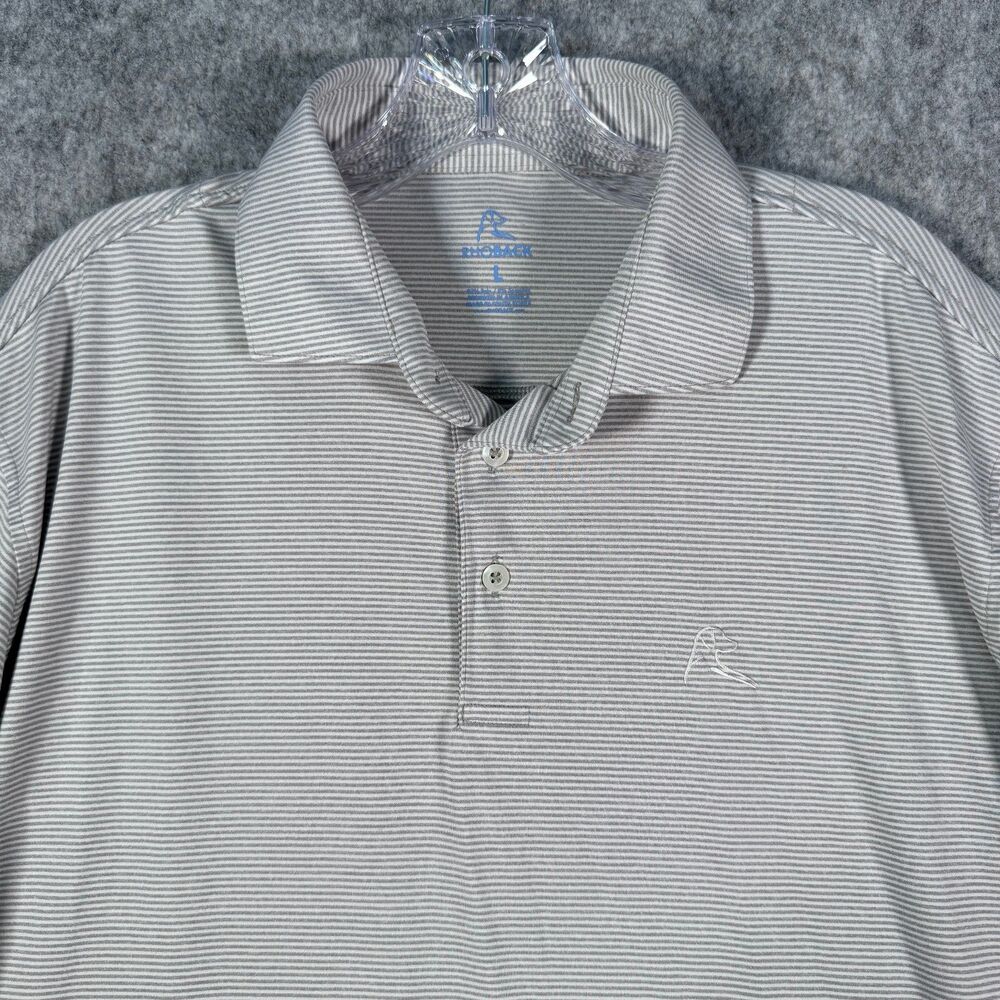 Rhoback Polo Shirt Mens Large Gray Striped Short Sleeve Golf Casual